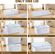 Step-by-step assembly instructions for a storage box with wheels.