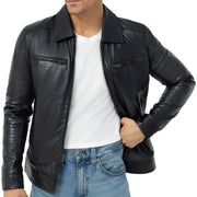 Men’s Leather Bomber | Motorcycle Jacket | Classic Black