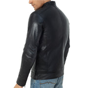 Men’s Racer Jacket | Black Leather Jacket | Padded Motorcycle