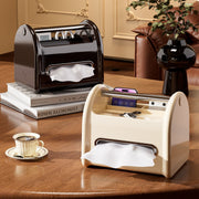Multifunctional Desk Organizer, Tissue Holder & Phone Stand, Modern Napkin Tissue Box with Storage Tray for Home Office Car Living Room