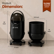 FINCHESCLUB Trash Can with Lid, Small Waste Basket with Removable Wheels, Decorative Waste Bin for Home & Office