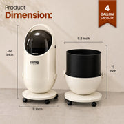FINCHESCLUB Trash Can with Lid, Small Waste Basket with Removable Wheels, Decorative Waste Bin for Home & Office