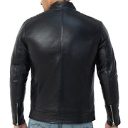 Men’s Racer Jacket | Black Leather Jacket | Padded Motorcycle