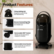 FINCHESCLUB Trash Can with Lid, Small Waste Basket with Removable Wheels, Decorative Waste Bin for Home & Office