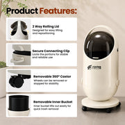 FINCHESCLUB Trash Can with Lid, Small Waste Basket with Removable Wheels, Decorative Waste Bin for Home & Office