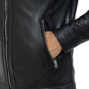 Men’s Racer Jacket | Black Leather Jacket | Padded Motorcycle