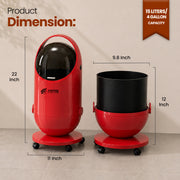 FINCHESCLUB Trash Can with Lid, Small Waste Basket with Removable Wheels, Decorative Waste Bin for Home & Office
