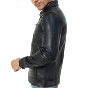 Men’s Leather Bomber | Motorcycle Jacket | Classic Black