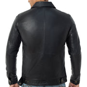 Men’s Leather Bomber | Motorcycle Jacket | Classic Black