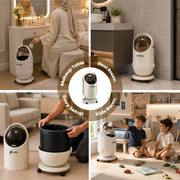 FINCHESCLUB Trash Can with Lid, Small Waste Basket with Removable Wheels, Decorative Waste Bin for Home & Office