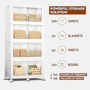 2/3/4 Tier Stackable Storage Bins with Lids, Foldable Organizer Bins for Home & Office