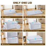 Step-by-step instructions for assembling a storage box with wheels.