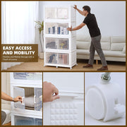 2/3/4 Tier Stackable Storage Bins with Lids, Foldable Organizer Bins for Home & Office