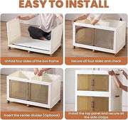 2/3/4 Tier Stackable Storage Bins with Lids, Foldable Organizer Bins for Home & Office