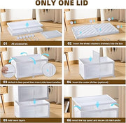 2/3/4 Tier Stackable Storage Bins with Lids, Foldable Organizer Bins for Home & Office