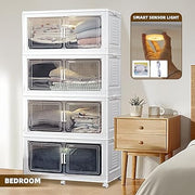 2/3/4 Tier Stackable Storage Bins with Lids, Foldable Organizer Bins for Home & Office