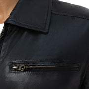 Men’s Leather Bomber | Motorcycle Jacket | Classic Black