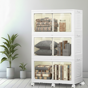 2/3/4 Tier Stackable Storage Bins with Lids, Foldable Organizer Bins for Home & Office