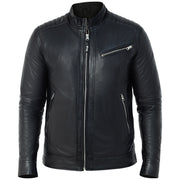 Men’s Racer Jacket | Black Leather Jacket | Padded Motorcycle
