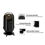 FINCHESCLUB Trash Can with Lid, Small Waste Basket with Removable Wheels, Decorative Waste Bin for Home & Office