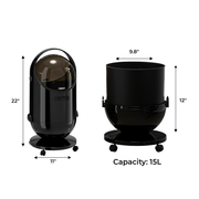 FINCHESCLUB Trash Can with Lid, Small Waste Basket with Removable Wheels, Decorative Waste Bin for Home & Office