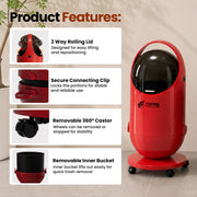 FINCHESCLUB Trash Can with Lid, Small Waste Basket with Removable Wheels, Decorative Waste Bin for Home & Office