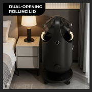 FINCHESCLUB Trash Can with Lid, Small Waste Basket with Removable Wheels, Decorative Waste Bin for Home & Office