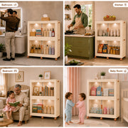 FINCHESCLUB 376QT/94GAL 2 Pack Foldable Cabinets with Wheels, Doors and Motion Sensor Lights, Stackable Storage Bins with Lid, Collapsible Closet Storage Containers, 2 Cubes