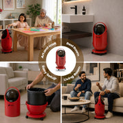 FINCHESCLUB Trash Can with Lid, Small Waste Basket with Removable Wheels, Decorative Waste Bin for Home & Office