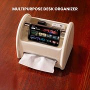 Multifunctional Desk Organizer, Tissue Holder & Phone Stand, Modern Napkin Tissue Box with Storage Tray for Home Office Car Living Room