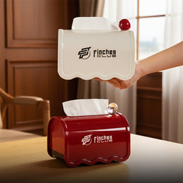 Decorative Tissue Box Cover Rectangle with Spring Lift, Tissue Box Holder for Desk Organization