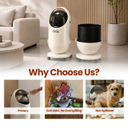 FINCHESCLUB Trash Can with Lid, Small Waste Basket with Removable Wheels, Decorative Waste Bin for Home & Office