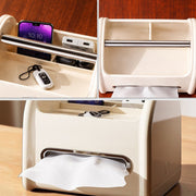 Multifunctional Desk Organizer, Tissue Holder & Phone Stand, Modern Napkin Tissue Box with Storage Tray for Home Office Car Living Room